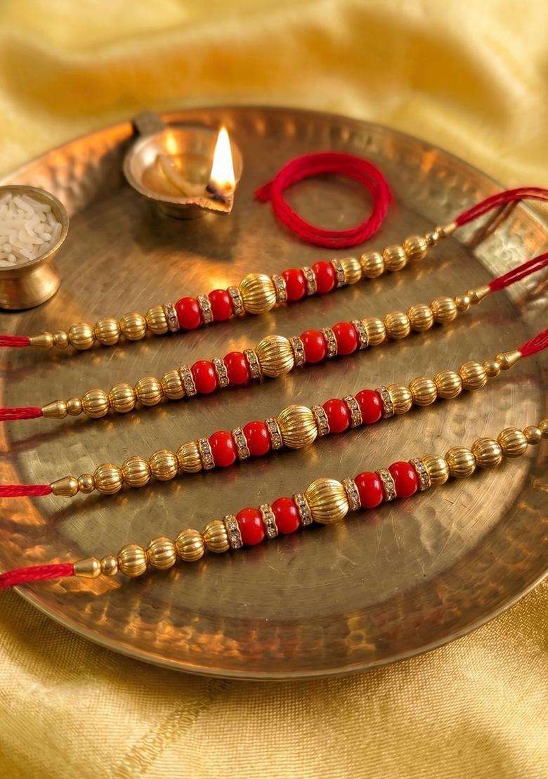 Golden Thread Rakhi Set Of 4 - Indya