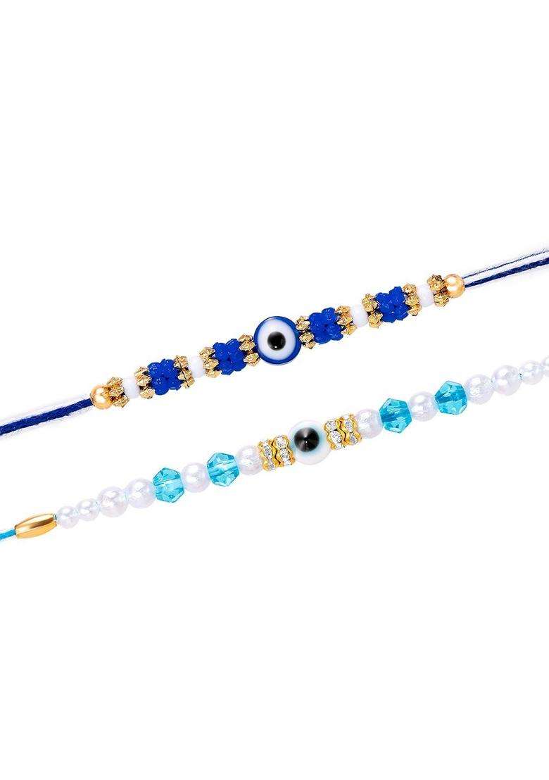 Blue Evil Eye Rakhi Set Of 2 - Indya