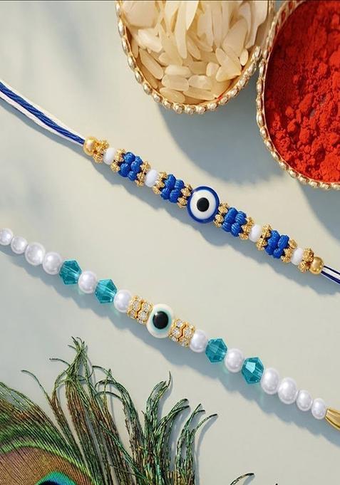 Blue Evil Eye Rakhi Set Of 2