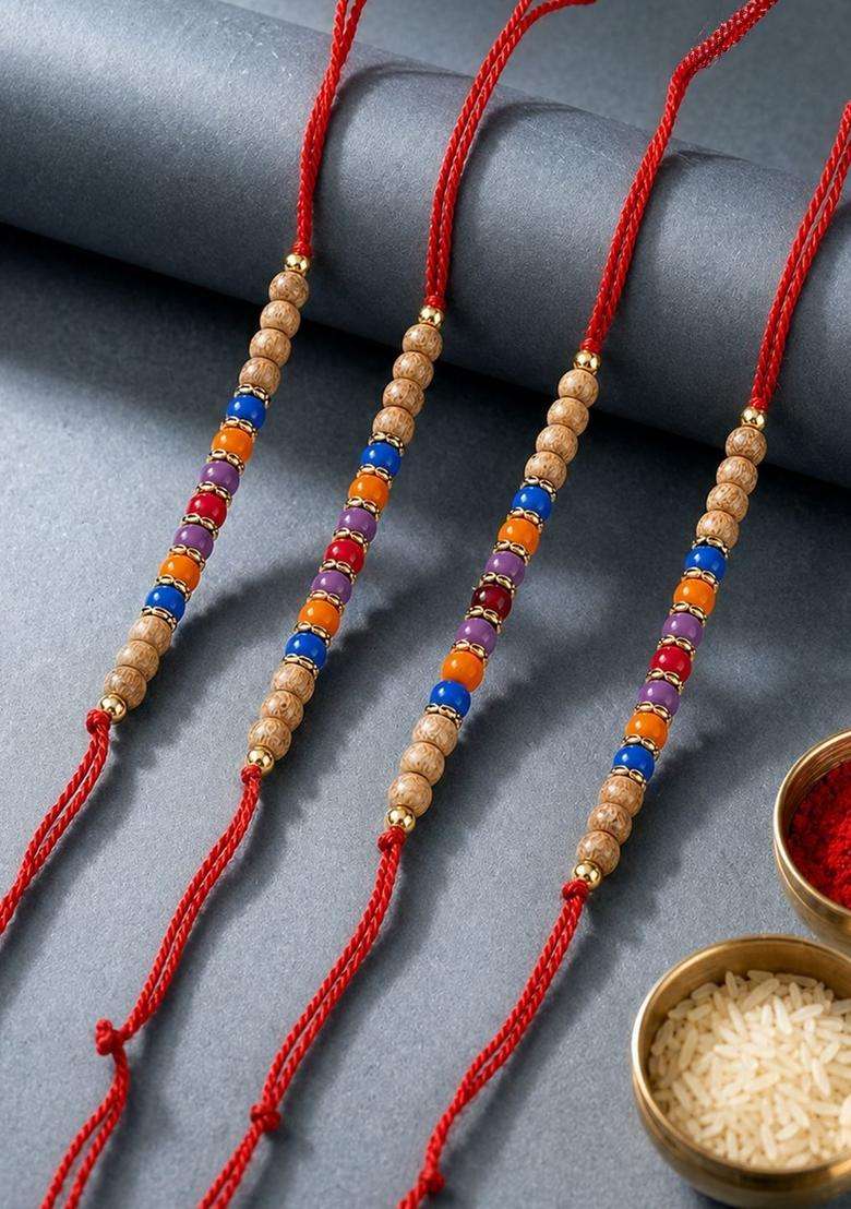 Multicolor Thread Rakhi Set Of 4 - Indya