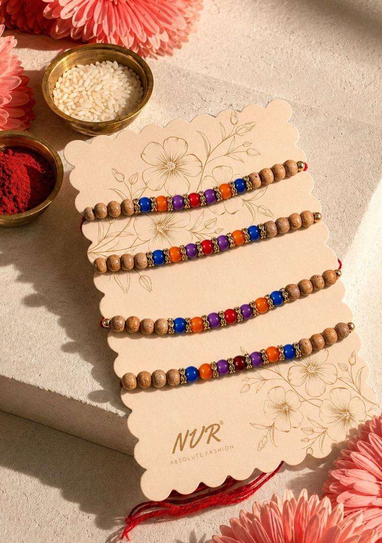Multicolor Thread Rakhi Set Of 4 - Indya