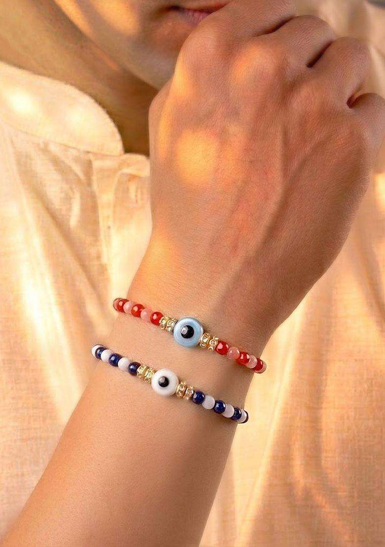 Blue Evil Eye Rakhi Set Of 2 - Indya