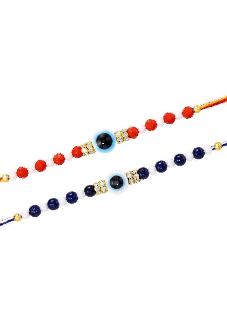 Blue Evil Eye Rakhi Set Of 2 - Indya