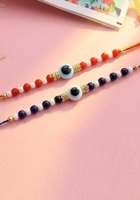 Blue Evil Eye Rakhi Set Of 2