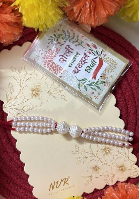 White Multistrand Rakhi Set Of 1