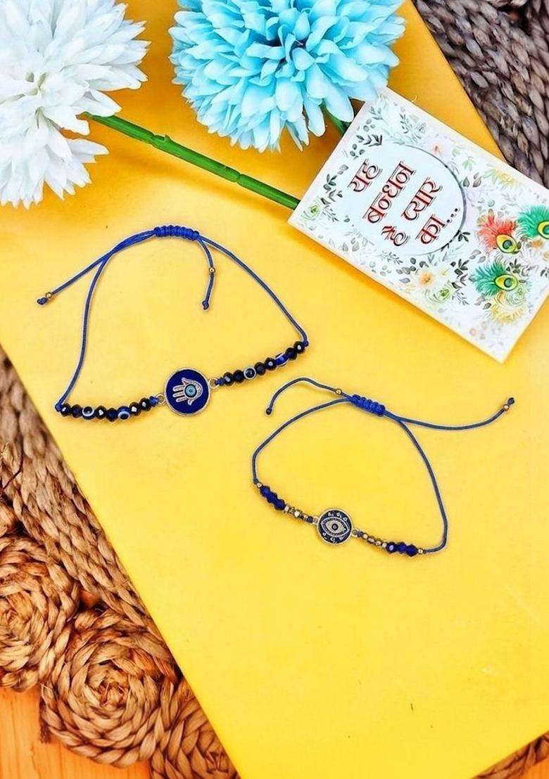 Blue Evil Eye Rakhi Set Of 2 - Indya