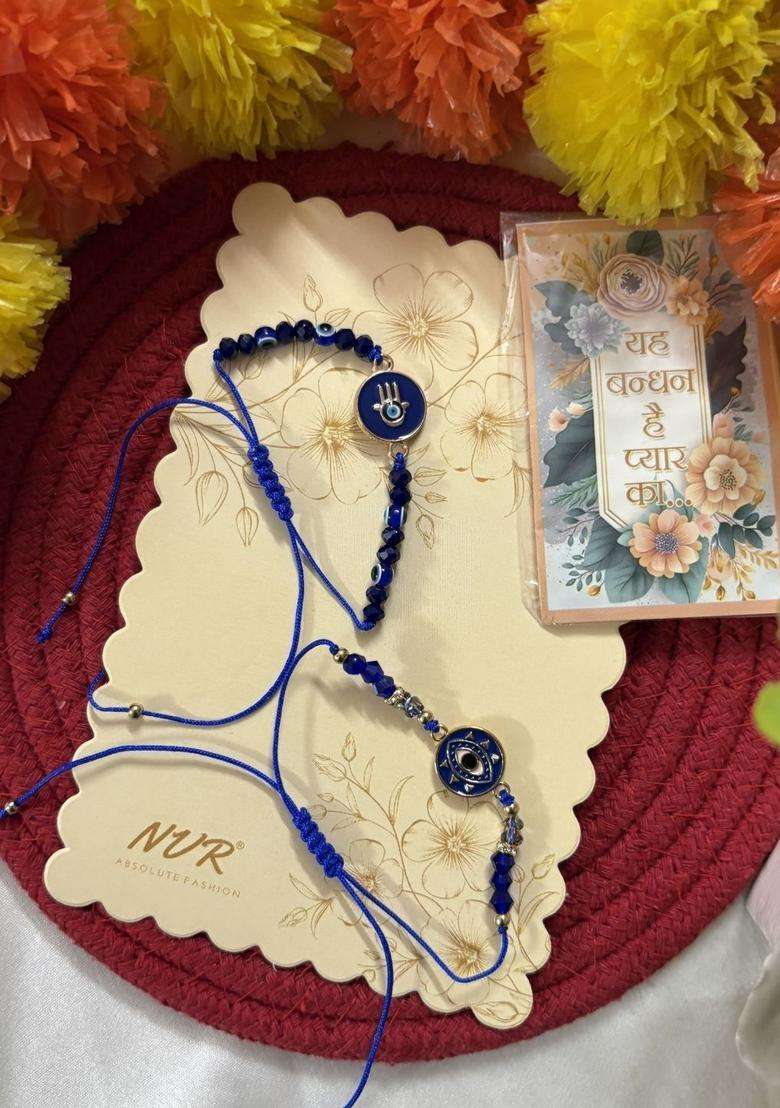 Blue Evil Eye Rakhi Set Of 2 - Indya