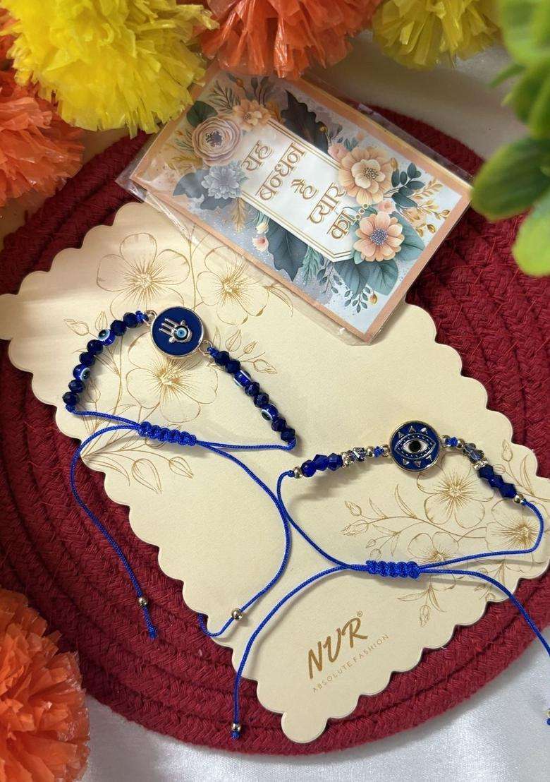 Blue Evil Eye Rakhi Set Of 2 - Indya