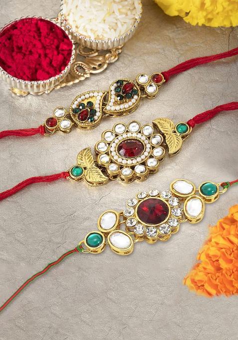 White Thread Rakhi Set Of 3