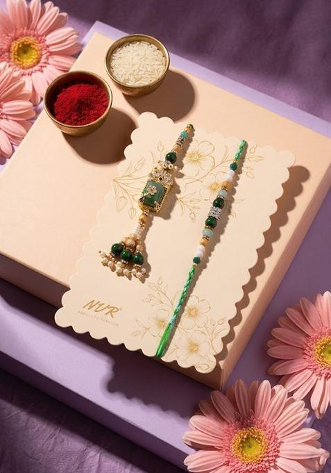Green Bhaiya Bhabhi Rakhi Set Of 2