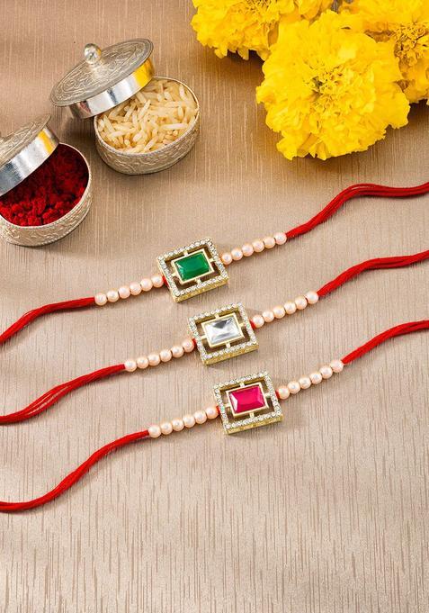 White Thread Rakhi Set Of 3