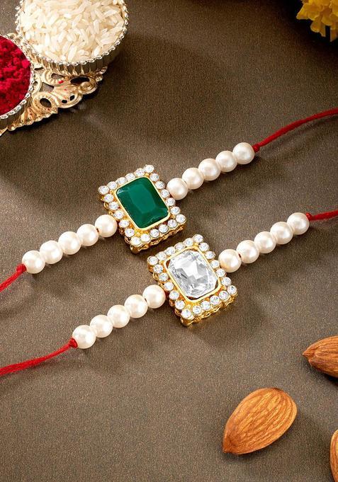 White Thread Rakhi Set Of 2
