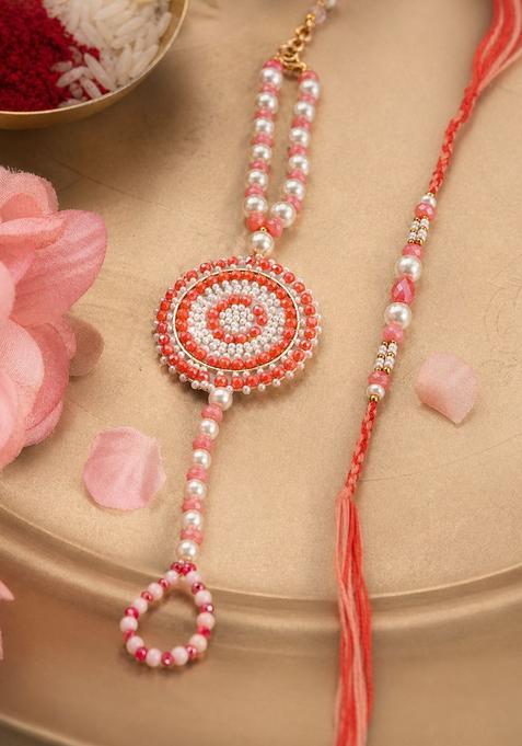 Peach Lumba Rakhi Set Of 2