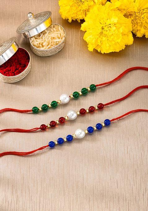 Green Thread Rakhi Set Of 3