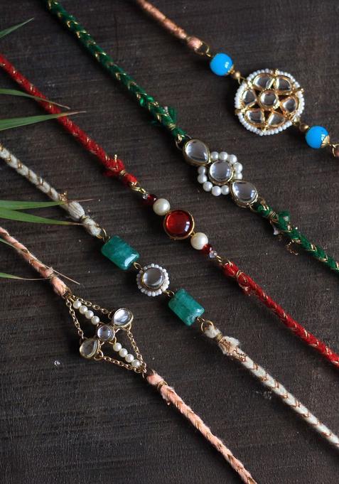 Green Thread Rakhi Set Of 5