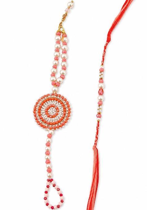 Peach Lumba Rakhi Set Of 2