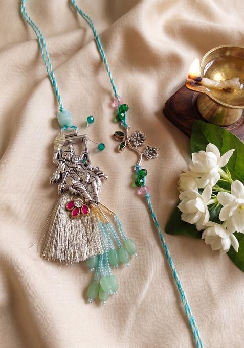 Silver Bhaiya Bhabhi Rakhi Set Of 2
