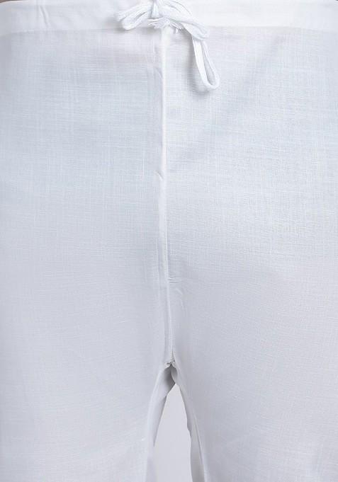 Blue Thread Work Cotton Kurta Set For Men