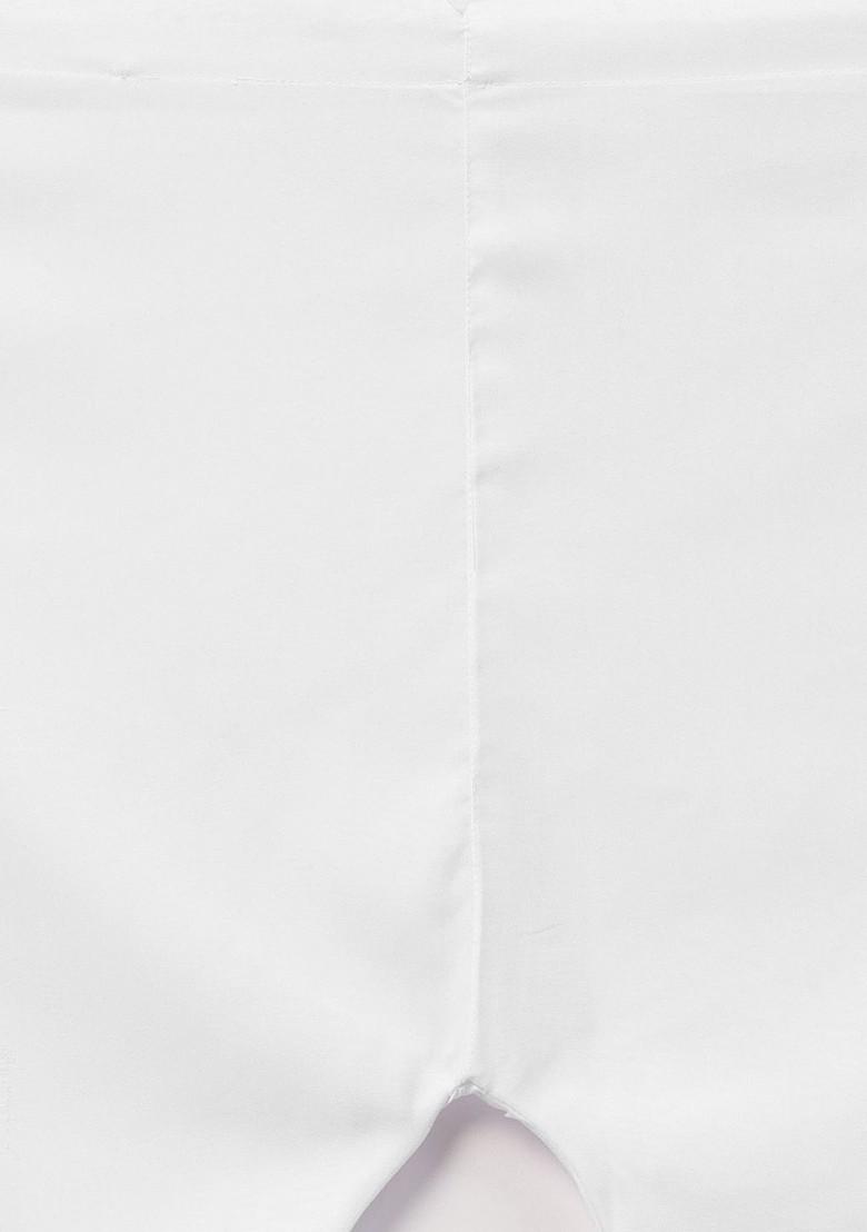 White Solid Poly Blend Kurta Set For Men