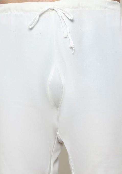 Gold Woven Poly Blend Kurta Set For Men