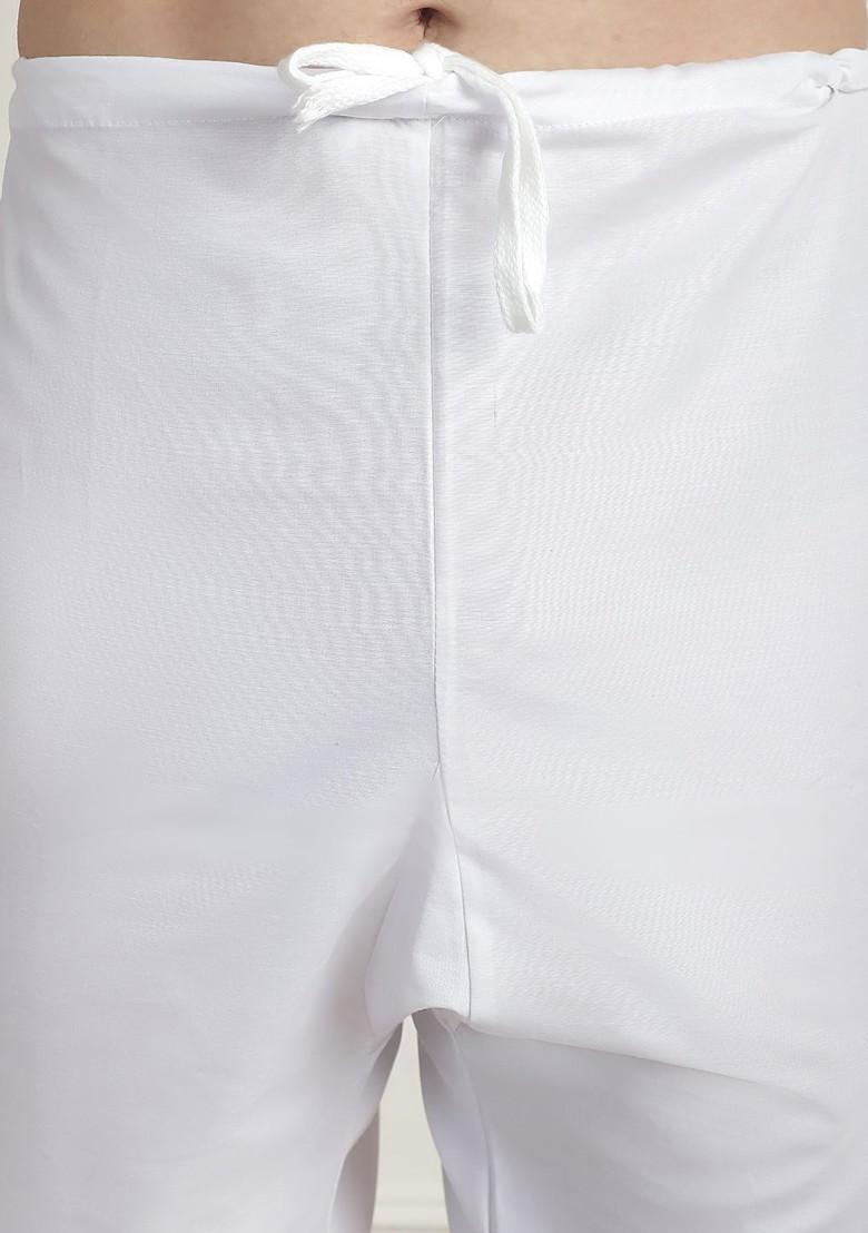 Cream Embroidered Cotton Kurta Set For Men