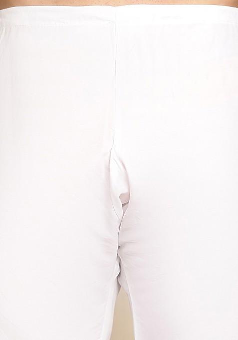 Maroon Embroidered Cotton Kurta Set For Men