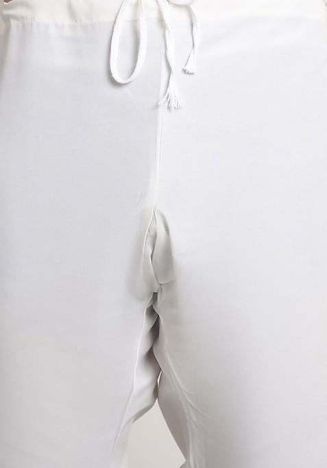 Gold Woven Poly Blend Kurta Set For Men