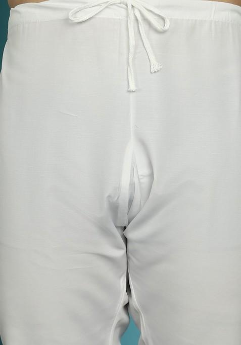 Sea Green Striped Poly Blend Kurta Set For Men