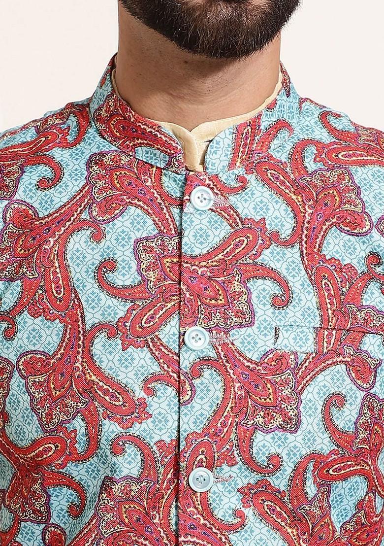 Gold Solid Poly Blend Kurta Set For Men