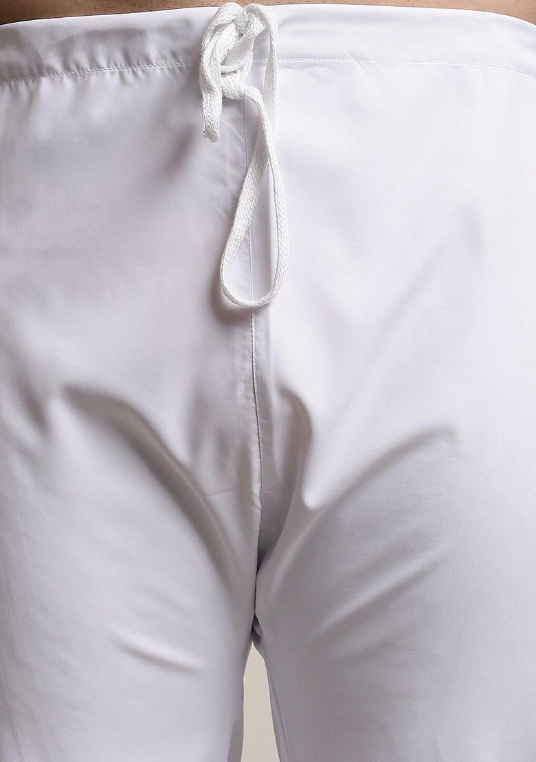 Navy Blue Embroidered Cotton Kurta Set For Men