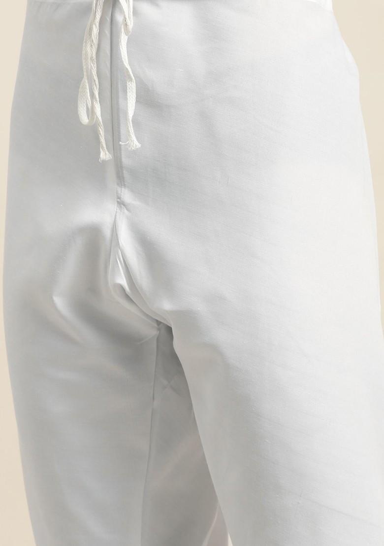 White Chikankari Cotton Kurta Set For Men