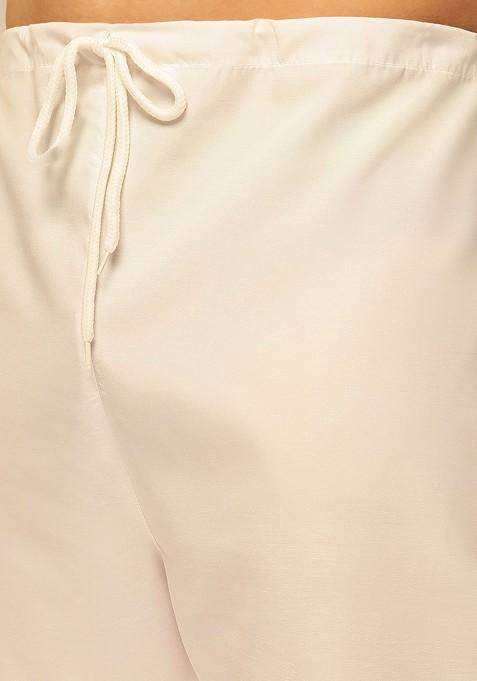 Green Thread Work Cotton Kurta Set For Men