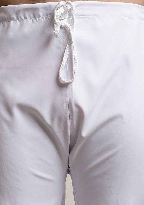 Navy Blue Printed Cotton Kurta Set For Men