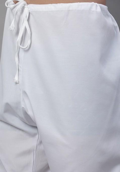 Sea Green Ethnic Motifs Poly Blend Kurta Set For Men