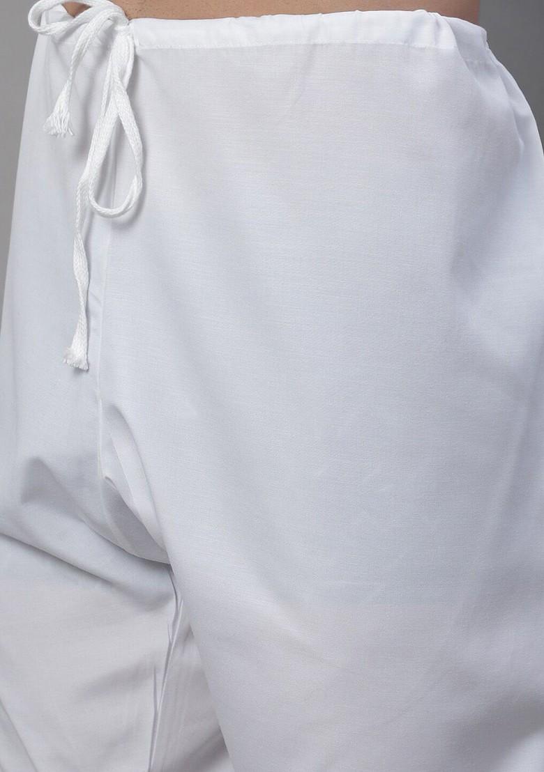 Mustard Embroidered Cotton Kurta Set For Men