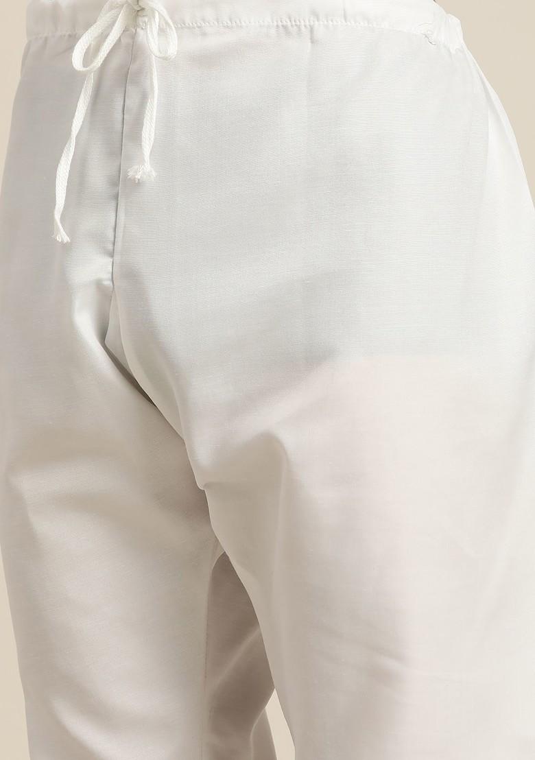 Peach Thread Work Cotton Kurta Set For Men