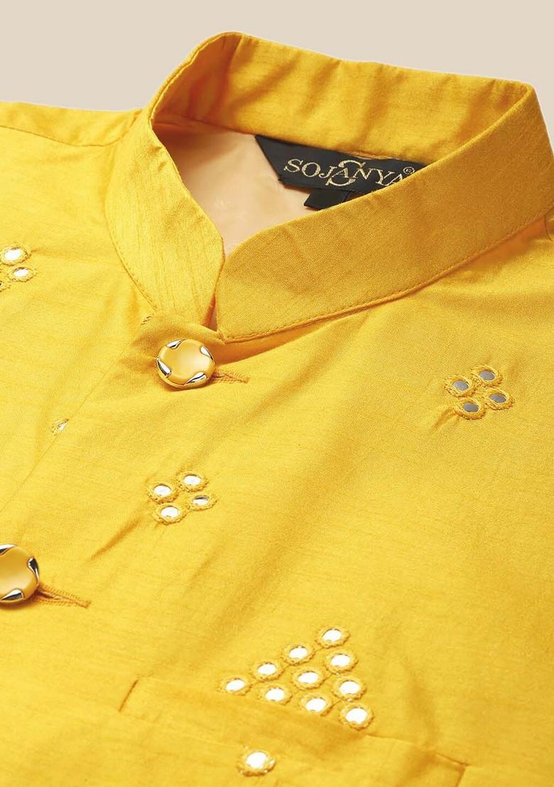 Maroon Solid Poly Blend Kurta Set For Men