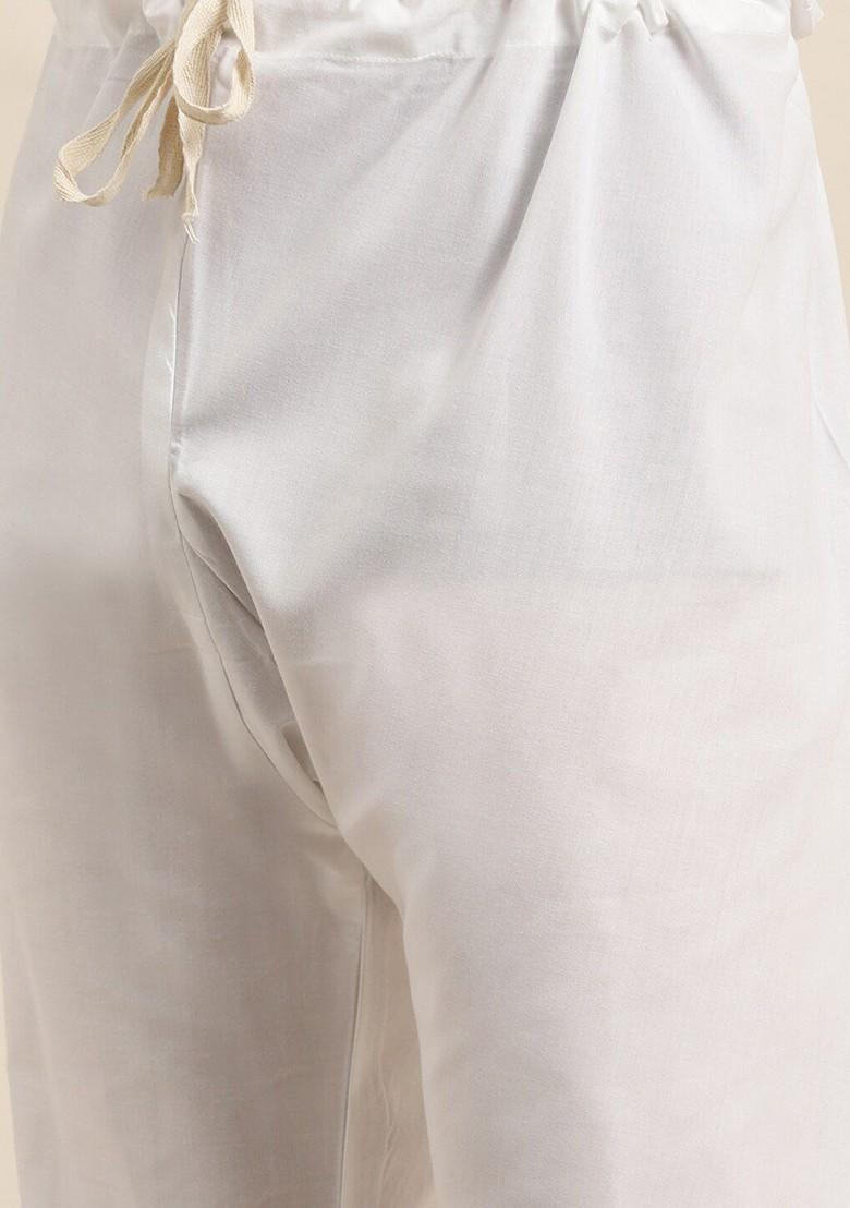 Red Ethnic Motifs Poly Blend Kurta Set For Men