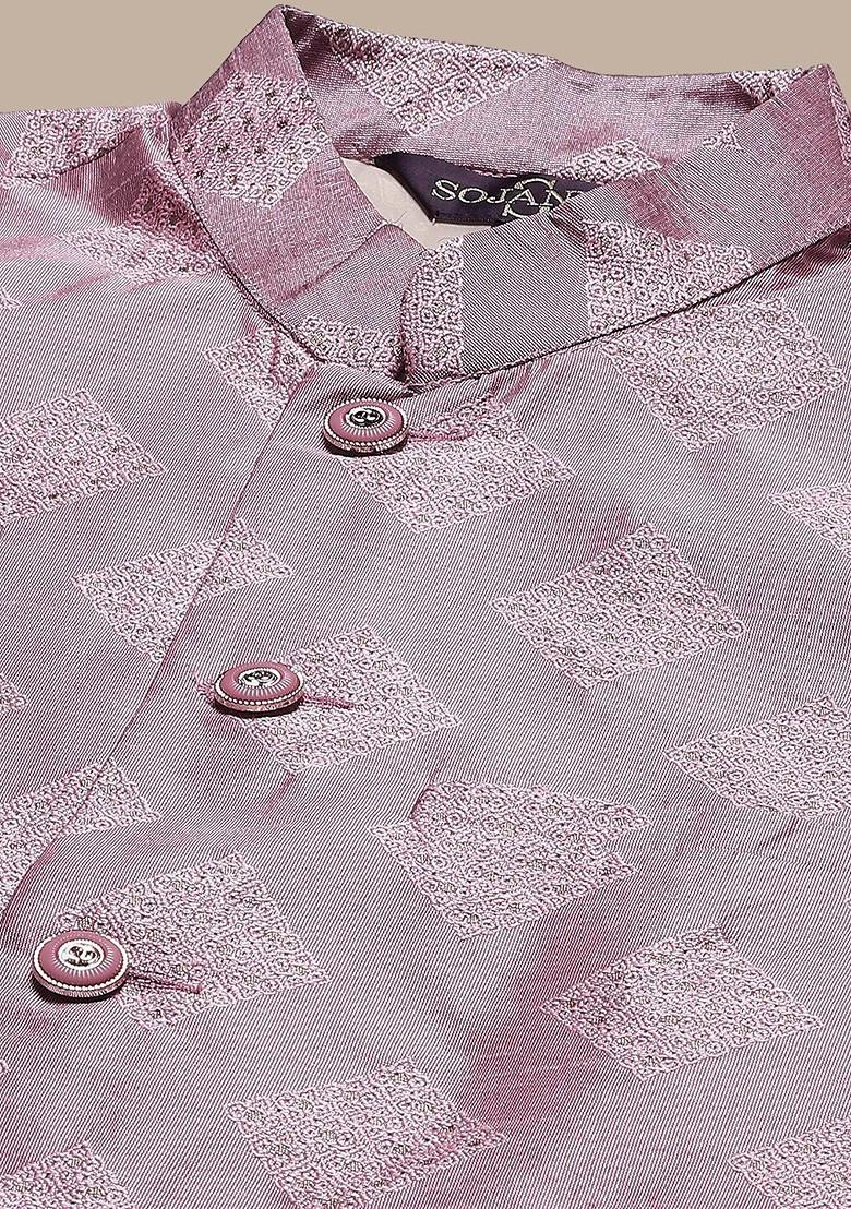 Black Solid Poly Blend Kurta Set For Men