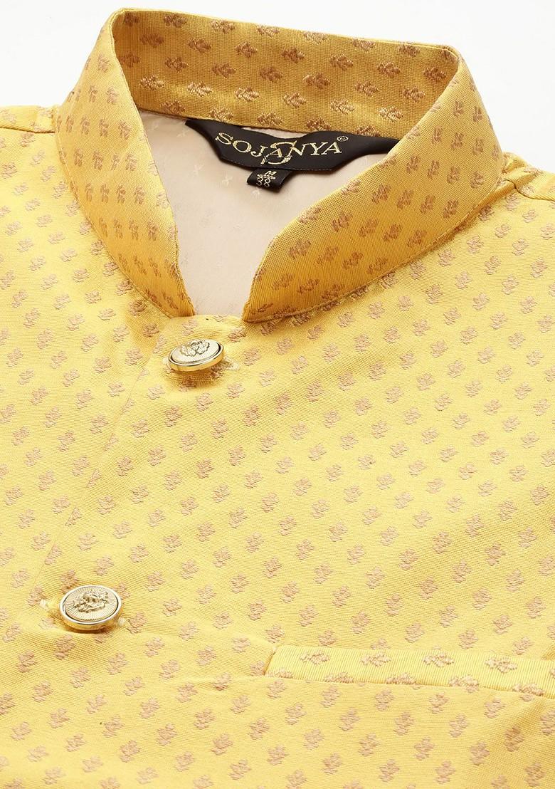 Teal Blue Solid Poly Blend Kurta Set For Men