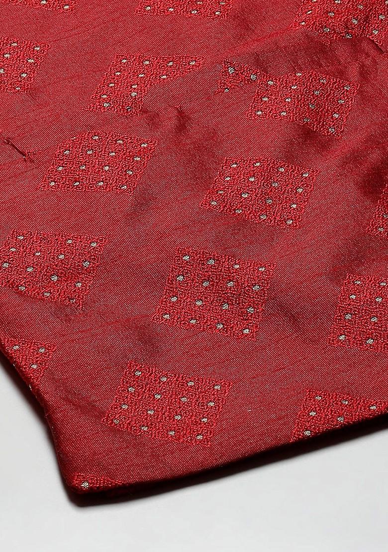 Mustard Woven Poly Blend Kurta Set For Men