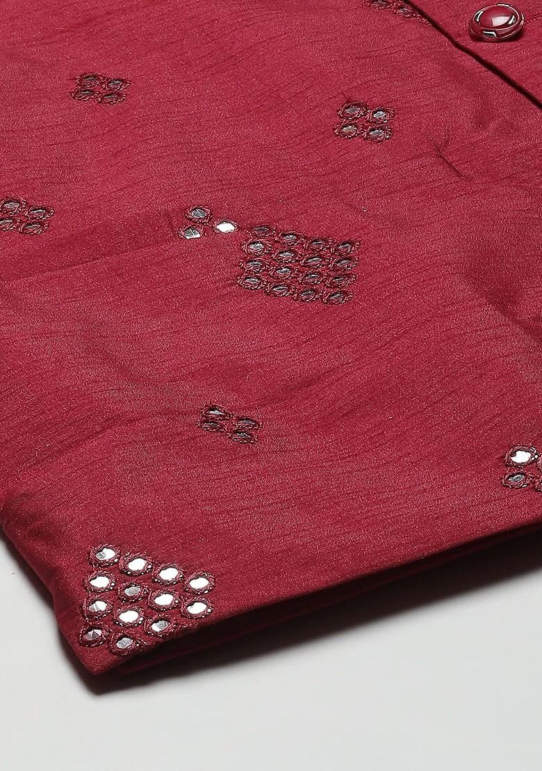 Mustard Woven Poly Blend Kurta Set For Men