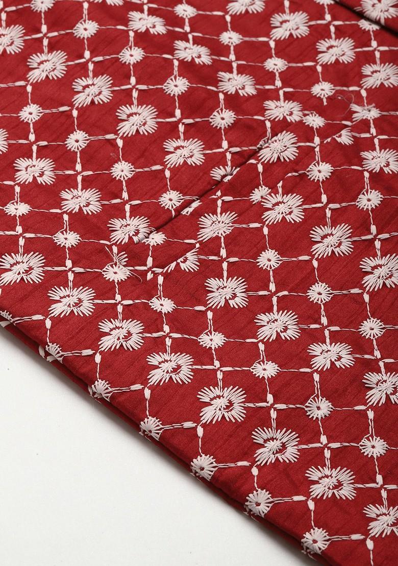 Gold Embroidered Poly Blend Kurta Set For Men