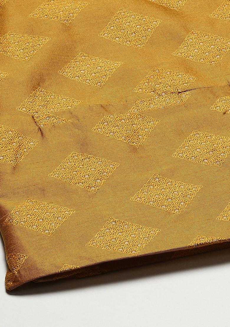 Cream Woven Poly Blend Kurta Set For Men