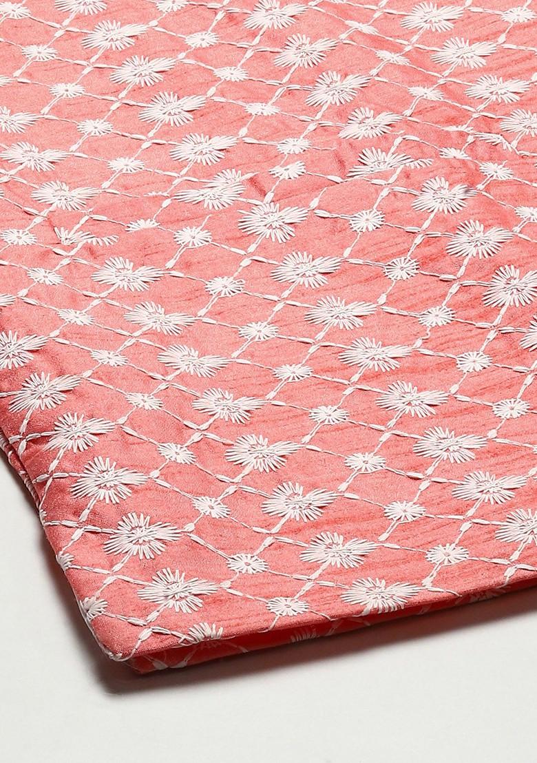 Grey Woven Poly Blend Kurta Set For Men