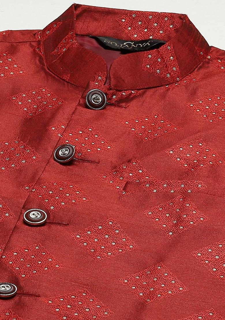 Black Solid Poly Blend Kurta Set For Men