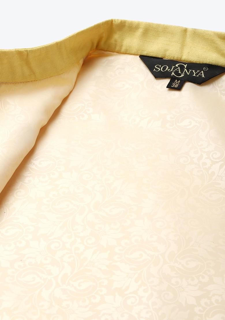 Green Embroidered Poly Blend Kurta Set For Men