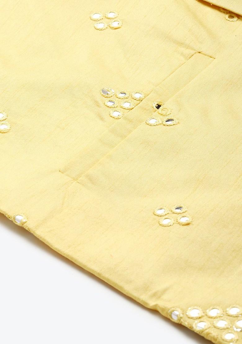 Green Embroidered Poly Blend Kurta Set For Men