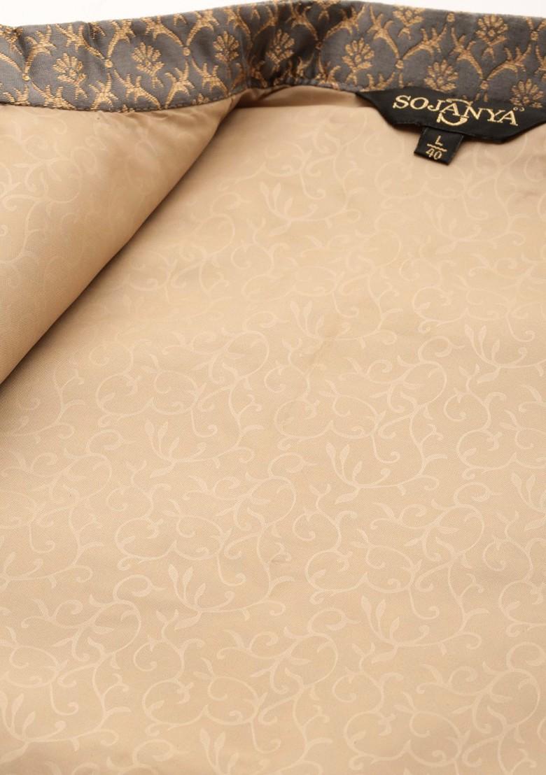 Sea Green Embroidered Poly Blend Kurta Set For Men