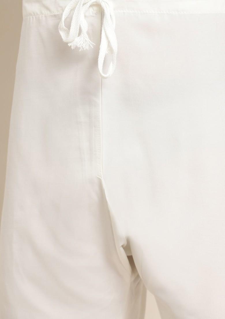 Peach Embroidered Poly Blend Kurta Set For Men